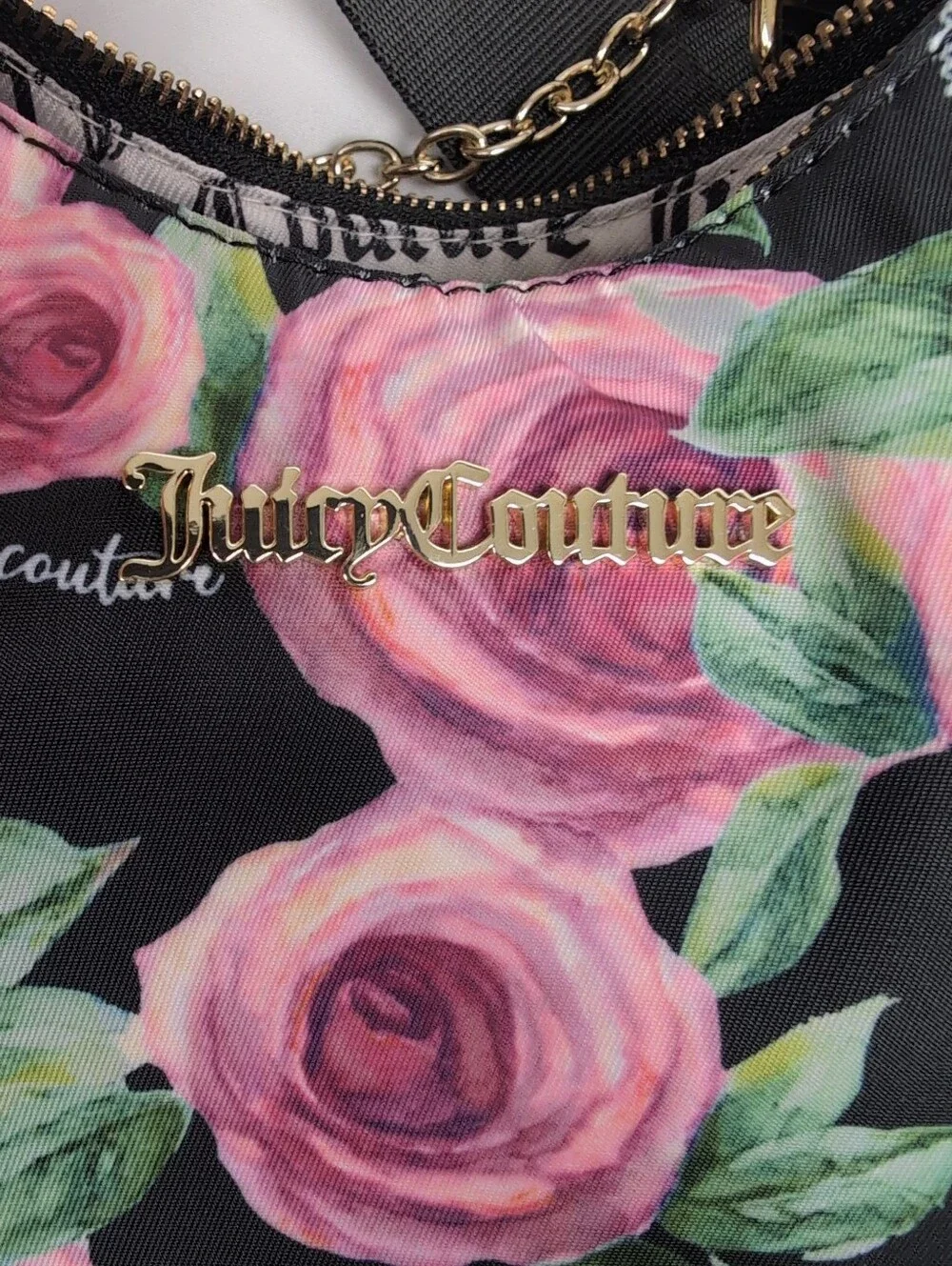 Juicy Couture 3 Piece Set Moody Garden Black Chains In Love Bag Floral Gold New